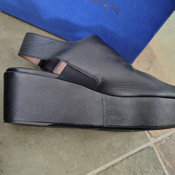 Stuart Weitzman Black Leather Shoes Platform Sandals - Picture 4 of 6